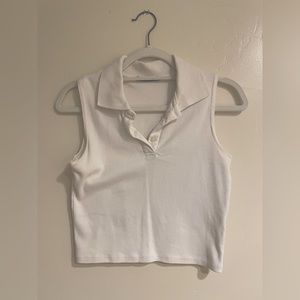 Brandy Melville white crop top with collar
